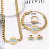 Hip Hop Style Evil Eye Pendant ketting armband roestvrijstalen keten sieraden set voor cadeau