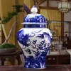 Wazony zabytkowe chińskie smocze klasyczne qing ceramiczny duży imbirowy słoik niebieski i biały porcelanowy wazon podłogi dla cennego prezentu221d