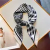 Scarves 2022 Silk Scarf Women Flower Print Satin Shawl Luxury Neck Tie Female Hair Wrist Foulard Head Scarves Kerchief Hijab Bandana J230428