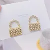 Stud Exquisite 14K Echtgold Kleine Handtasche Frauen Ohrring Zirkon Charme Ohrringe Hochzeit Schmuck Bijoux Für Braut Geschenk282M