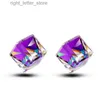 Stud S925 argent broches boucles d'oreilles pour femmes filles 8 couleurs options autrichien cz cristal carré oreille conception bijoux YQ231128