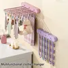 Hangers Folding Clothing Drying Hanger With 24 Windproof Clips Wall Mount No Drill Sock Underwear Bra Brief Towel Bath Hanging Rack