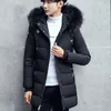 Masculino para baixo 2023 moda masculino colarinho de pele sólida casaco com capuz coreano slim fit manga longa camisa casual masculino m-3xl