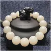 Beaded Strands Wholesale 10 Pcs Natural White Bodhi Root Bracelet Round Beads Seed Womens Single Circle Bracelets 12Mm Buddha Drop D Dhcwc