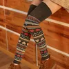 Frauen Socken Winter Weihnachten lang gestricktes warmes Oberschenkel hoch über das Knie -Weihnachts -Baumwollstrickstrümpfe