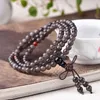 Strand Natural Obsidian Stone Bracelets 108 Buddha Beads Red Crystal Necklace For Women Men Energy Jewelry