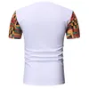 Heren T -shirts Geometrisch patchwork White Dashiki T -shirt mannen Korte mouw Slim Fit Afrikaanse kleding Hip Hop Hipster Africaine Homme 230428