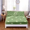 Set Floral 3pc Polyester Solid Fitted Sheet Mattress Cover Four Corners With Elastic Band Bed Sheet(2 pillowcases)