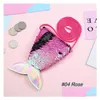 Purse Kids Purses Girls Love Mermaid Sequins Zipper Coin Purse With Lanyard Beautif Fish Shape Tail Pouch Bag Mini Drop Delivery Baby, Dh918