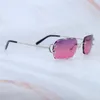 Novo em diamante corte óculos de sol y2k fio c designer carter luxo óculos de sol dos homens e das mulheres decoração lentes de sol mujer prata quadro