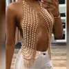 Fashion Boho Imitation Pearls Full Body Chain Bar Statement Tassel Pendant Charm Dress Sexy Nightclub Party Jewelry T200508282V