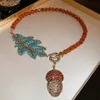 Ensembles de bijoux de mariage FYUAN Vintage feuille cristal colliers pour femmes géométrique s pommes de pin pendentif fête 231129
