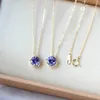 المخاخات Metiseko 925 Sterling Silver Necklace Dark Blue Clim Zircon Sun Moon Pendant 14K Gold Plated Rlaiting Elegant for Women 231129