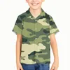 Męskie koszulki Casual Time Camouflage Dzieci Kid Boy Vintage Street Letni rękaw Summer cienki materiał Hawajska koszula Bluzka męska top