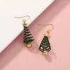 Kolczyki Dangle Winter Fashion Biżuteria Przyjazdy proste zielone spiralne drzewo Bożego Narodzenia dla kobiet dziewczęta modna dekoracja świąteczna