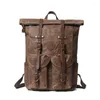 Backpack Men Large Capacity Leather Canvas Backpacks Rucksack School Bags For Teenage Waterproof Daypack Laptop Shoulder