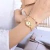 Нарученные часы 2023 Женские часы 24k золота латунный циферблат водонепроницаемый романтический кварцевый роскошный винтажный браслет