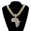 Fashion Crystal Africa Map Pendant Necklace For Women's Hip Hop Accessories Smycken Halsband Choker Cuban Link Chain Gift240m