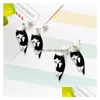 Stud Stud Earrings Pair 2023 Fashion Cute Cat White Black Hang Enamel Kitty Piercing Ear Women Girls Jewelrystud Effi22 Drop Delivery Dhfx6