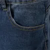 Män jeans bomull stretchy blå män avslappnad fast färg mitt midja mens koreanska denim byxor hösten hög kvalitet blixtlås jean för