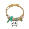 Charmarmband söta tecknade djur Bangle smycken Green Panda Bamboo Pendant Chain Pärled Bangles For Women Summer Armband Romantic Gift