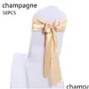 Chair Covers 50Pcs/Lot Stretch Wedding Er Satin Fabric Bow Tie Ribbon Band Party Birthday Decorations Wholesale Drop Delivery Home G Dhygc