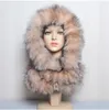Szerokie brzegowe czapki wiadra sprzedaj zimowe kobiety naturalne futra szaliki Lady ciepłe puszyste prawdziwe szalik luksusowy dzianin oryginalny z kapturem 231128