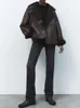 Womens Leather Faux Ftlzz Autumn Winter Motorcykeljacka Kvinnor Streetwear Single Breasted Lamb Coat Löst tjock falsk mocka Outwear 231129