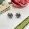 Vintage Silver Classic Interlocking Çift Mektuplu Kolye Bilezik Küpe, Son derece tanınabilir tasarımcı küpeler, moda takı seti, hediye, toptan satış