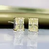 Stud luomansi 100%-S925 Sterling Silber glitzernder Rechteck weiß gelbe Carbon Diamant Ohrringe Frau Schmuck273y