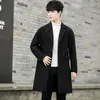 Men's Wool Blends Men Long Coat Autumn Winter Wool Blend Pure Color Casual Business Fashion Slim Windbreaker Jacket Men Clothing 231128