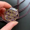 Pendant Necklaces Chakra Crystal Chips Resin Tumblestones Round Flower Of Life Orgonite Necklace Adjustable Rope Chain Dropship 1pc
