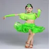 Vêtements de scène Spandex adulte enfant Costumes de danse latine gland haut sans manches jupe 2 pièces filles ensemble pour