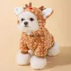 Cão vestuário design de rena animais de estimação hoodie traje de natal com anel de tração respirável natal quente inverno roupas para animais de estimação roupasvaiduryd