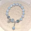 Länkarmband original Opal Sea Blue Moonlight Crystal Armband Light Luxury Elastic For Girls Women smycken Tillbehör