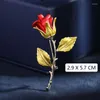 Broches mode romantisch goud vergulde metalen revers pins sieraden rode roos bloemenbroche voor vrouwen minnaar vrouw Valentijnsdag cadeau