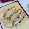 Love bangl Couple gold plated bangle for woman designer 16-19CM bracelet Set crystal 18K T0P quality highest counter fashion crystal premium gifts 001