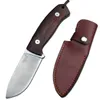 Tactiques de survie en extérieur de Messen D2 Small Straight Knife en bois Handle Integrated Camping Hunting Personal Defense Soutien outil