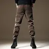 Men's Pants Winter Fashion Elastic Waist Sweatpants Man High Street Casual Loose Contrast Color Pockets Korean Style All-match Trousers 231129