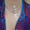 Pendentif Colliers Y2K Bijoux Métal Étoile Lune Collier Gland Pour Femmes Mode Punk Rétro Charme 90s Esthétique Cadeau