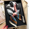 Scarves Luxury Silk Hair Square Scarf Women Satin Neck Tie Hand Wrist Foulard Summer Print Shawl Wraps Head Kerchief Hijab Bandana New J230428