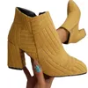 Bottes chaussures pour femmes 2023 mode fermeture éclair femmes hiver bout pointu solide troupeau court baril talons hauts grande taille nu