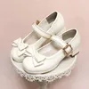 Sapatos de vestido Lolita Bow Zapatos Mujer Japão Estilo Kawaii para Mulheres Boca Rasa Salto Alto Fora Fivela Tacones Chaussure Femme