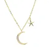 Chains 2023 Xmas Jewelry Drop Drip Micro Pave Sparing Bling Tear Cz Station Star Moon Charm Necklace Gold Colors 41 5cm