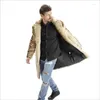 Men's Trench Coats Gradient Imitation Mink Coat Striped Suit Thickened Warm Windbreaker Trendy Fashion Winter Selling