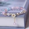 Charm Bracelets 1PC Fashion Flower Imitation Pearl Crystal Beads Bracelet For Women Elastic Friendship Jewelry Accessories