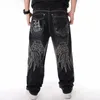 Jeans pour hommes Big Hip Hop Hiphop Vêtements Lavage Loose Skateboard Pantalon Mode Broderie Conseil