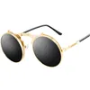 3057 Steampunk óculos de sol redondos de metal estilo feminino retro flip circular duplo metal óculos de sol masculino círculo