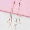 Dangle Earrings 585 Purple Gold Star Soft Chain Tassel Delicate Ear Line 14k Rose Plated Elegant Engagement Jewelry For Women