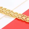 Men Bracelet Wrist Chain Link Solid Thick Real 18k Gold Colr Statement Male Jewelry Gift 23cm Long